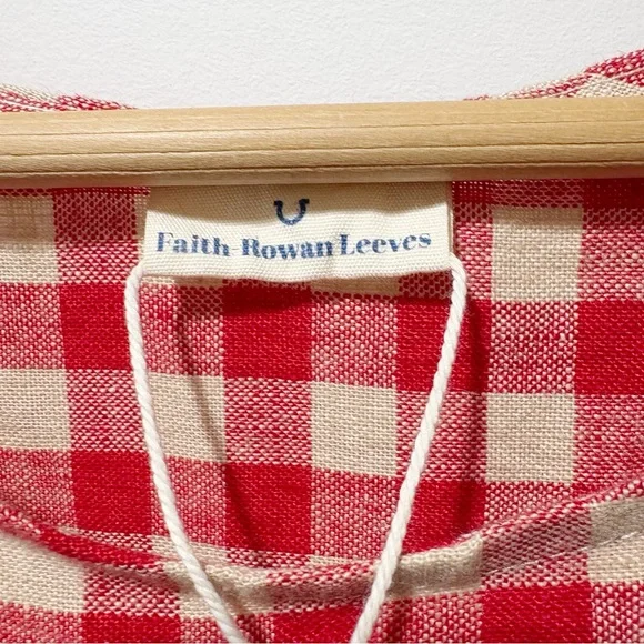 Faith Rowan Leeves Luna Sleeveless Dress Red Gingham Linen Size XXL Pockets NWT - Picture 9 of 16